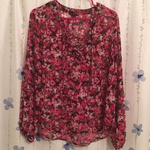 Shear floral print top